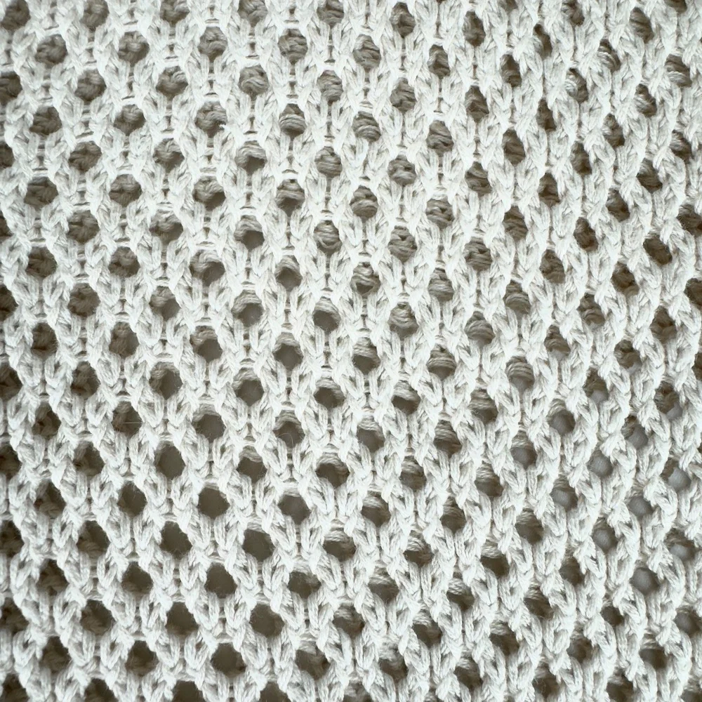 H&M Beige Open-Knit Button-Down Cardigan with Ribbed Collar - Picture 8 of 10
